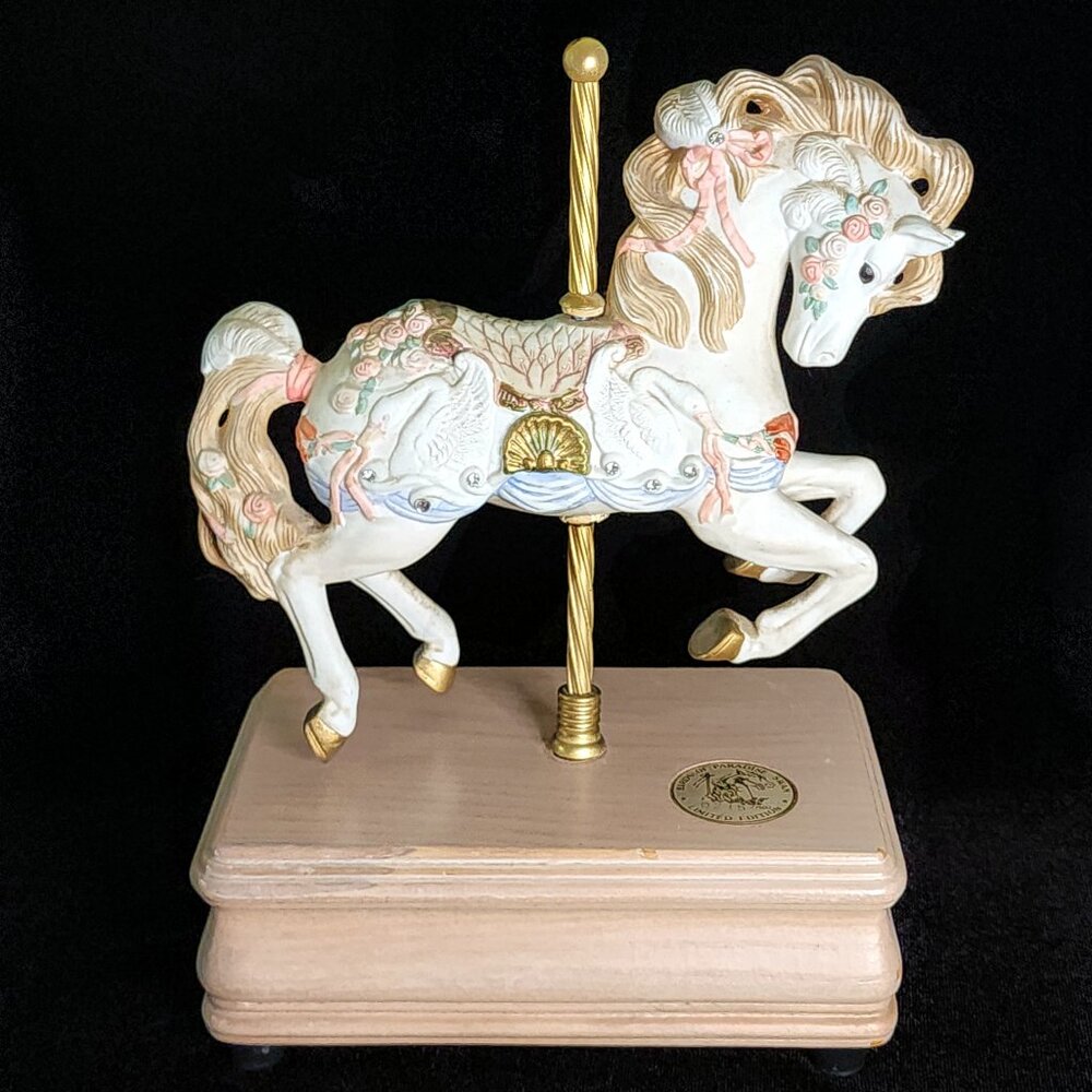 1990 Music box & Carousel w/Limited Edition gold coin. Exquisite Details! 8"×6"
